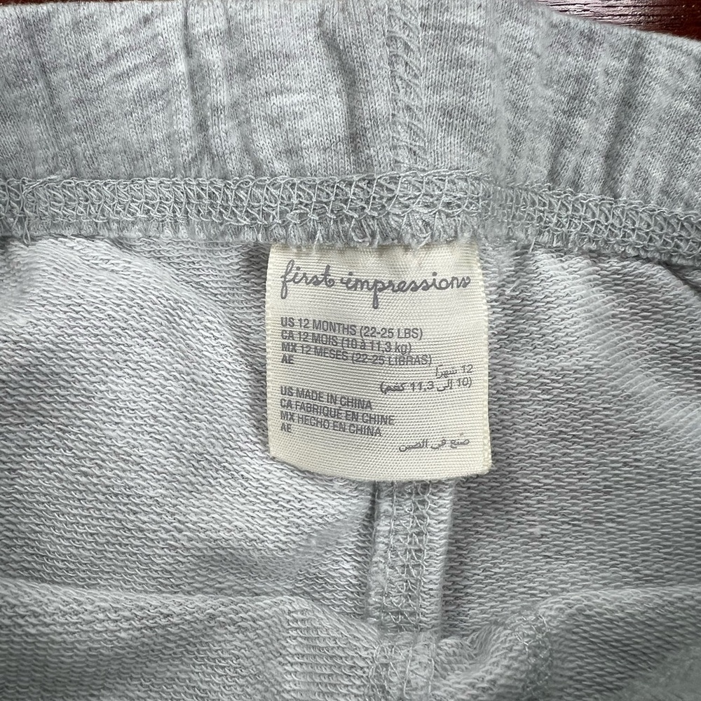 First Impressions Baby Just Awesome T-Shirt and Gray Pants Set Sz 12 months - Picture 7 of 7
